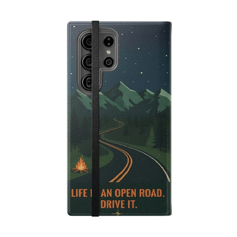 2666037537720394246_2048.jpeg Flip Phone Case — "Roam More Worry Less - Life Is An Open Road" Phone Wallet