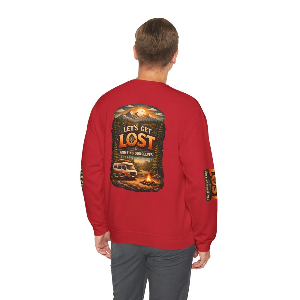 Unisex Heavy Blend™ Crewneck Sweatshirt — "Let´s Get Lost And Found Ourselfs" Design Scenic-Line