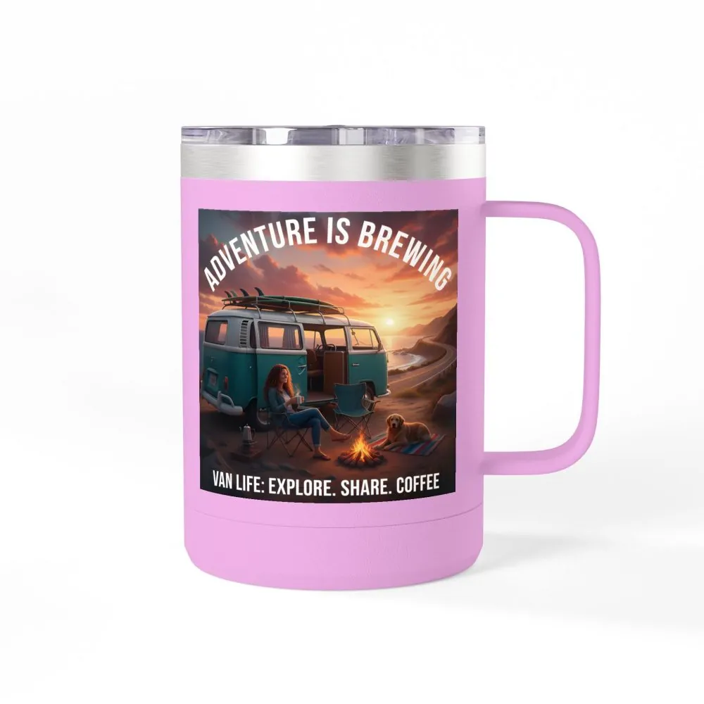 2678442432104395747_2048.jpeg Coffee Mug Tumbler, 15oz-- "Adventure Is Brewing"