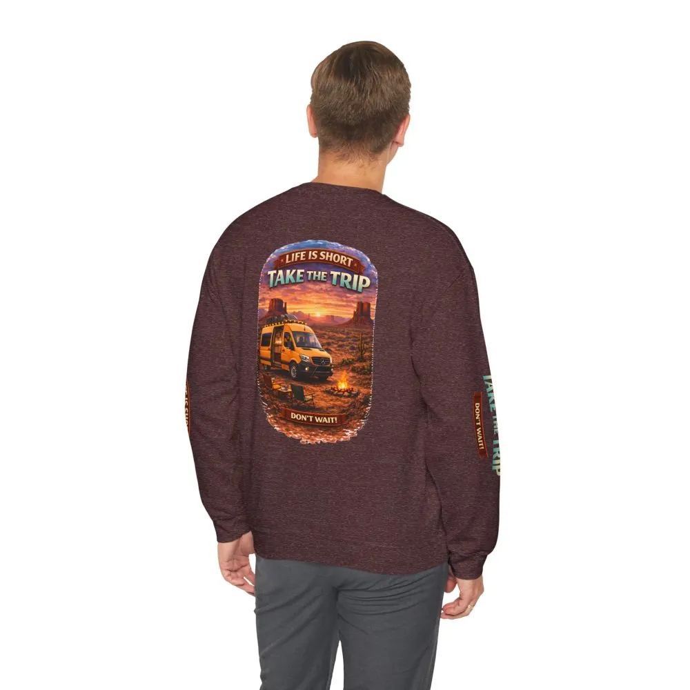 Unisex Heavy Blend™ Crewneck Sweatshirt — "Life Is To Short-Take The Trip" Design Scenic-Line