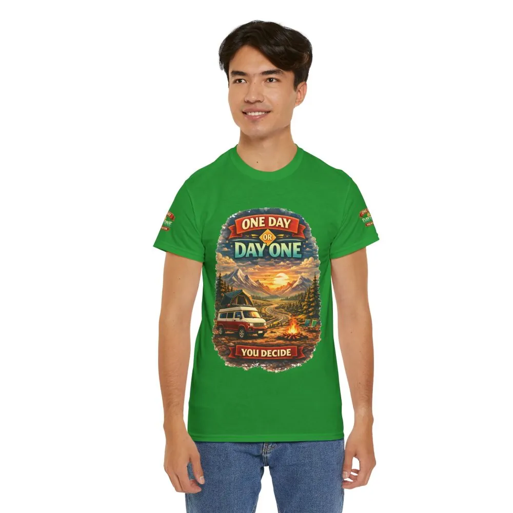 2716563857295791802_2048.jpeg Unisex Heavy Cotton Tee — "One Day Or Day One" Design Scenic-Line