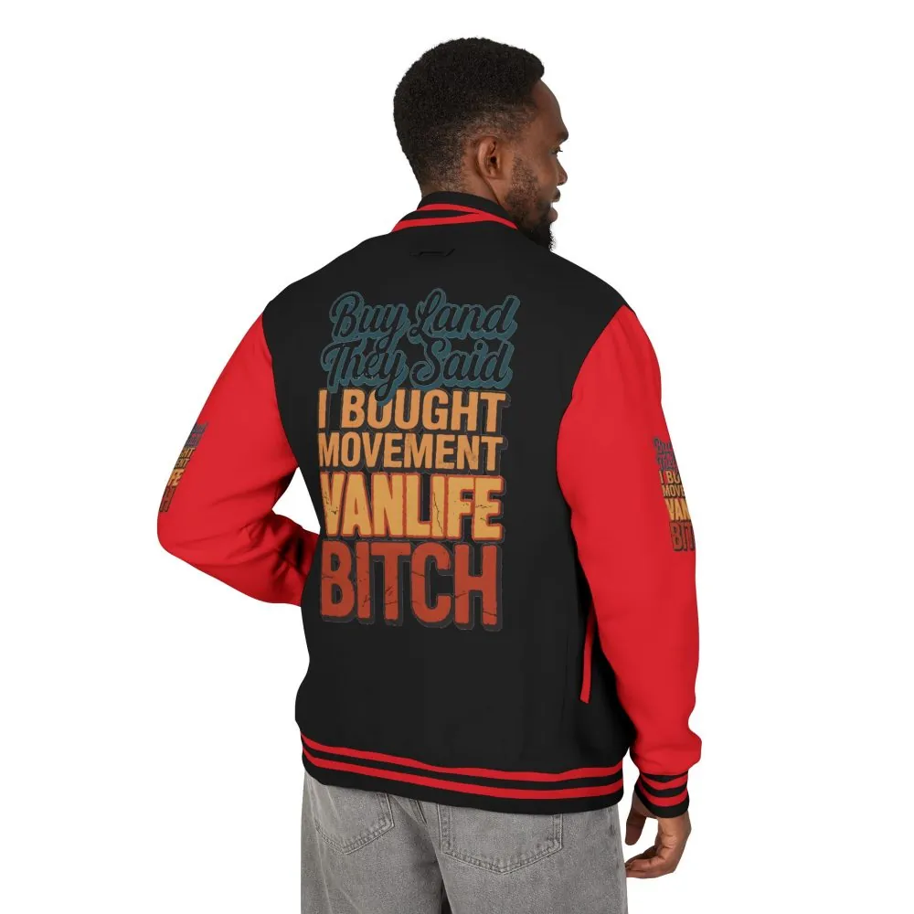 2717483932809746550_2048.jpeg Unisex Heavyweight Letterman Jacket — "Buy Land They Said" Design F**K-Line