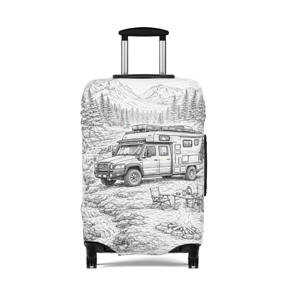 2737994750222693513_2048.jpeg Luggage Cover — Adventure Camper Sketch Travel Suitcase