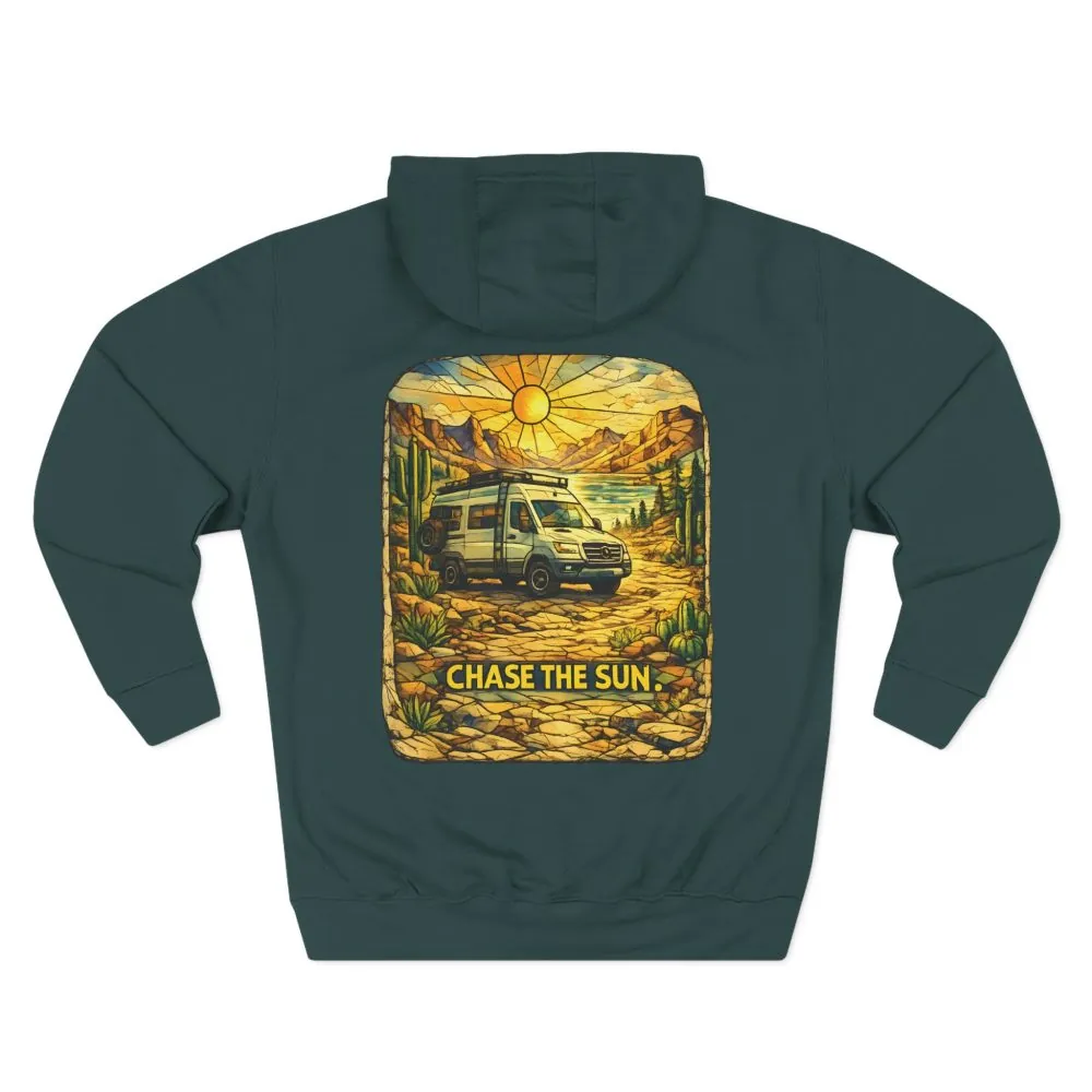 2738455168607864492_2048.jpeg Three-Panel Fleece Hoodie - "Chase The Sun" Design Cubic-Line