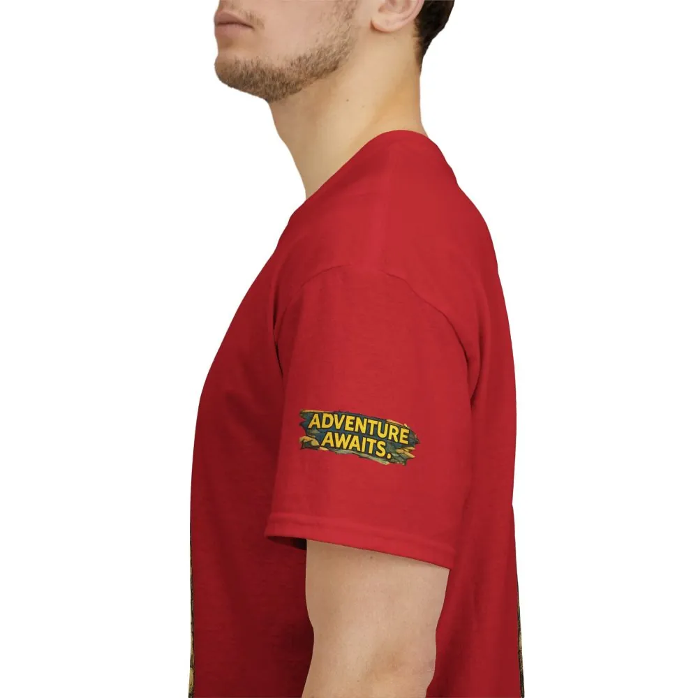 Unisex Heavy Cotton Tee — "Adventure Awaits" Design Cubic-Line
