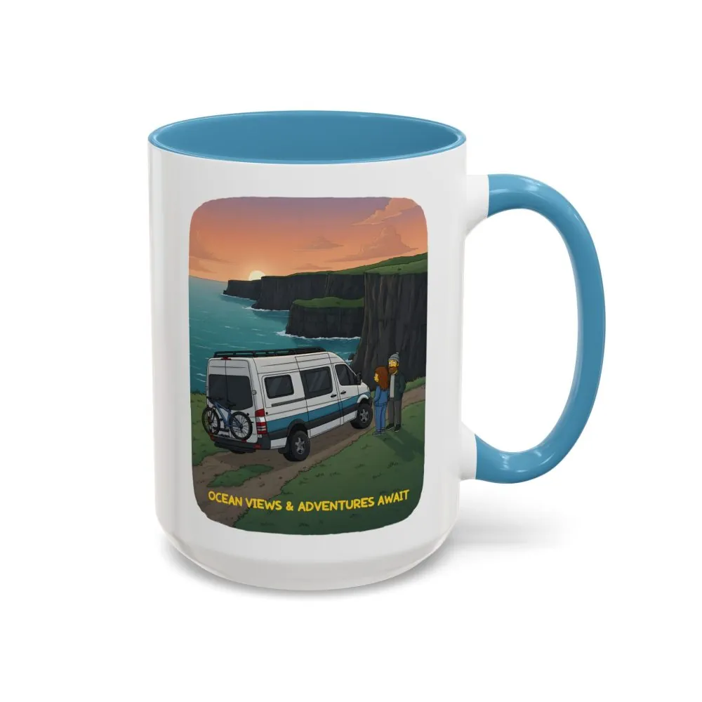 Accent Coffee Mug (11, 15oz) — "Ocean Views-Adventures Awaits" Design Sitcom-Line