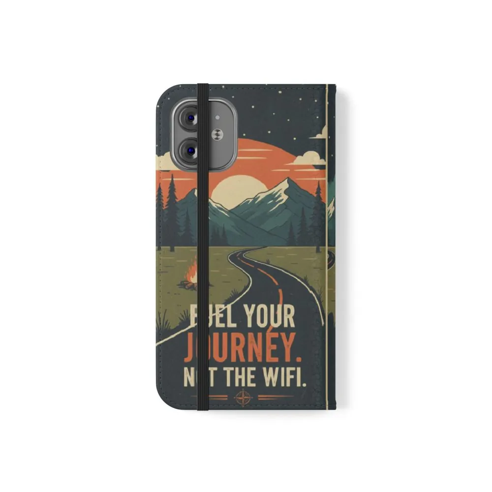 Flip Phone Case — "Fuel Your Journey, Not the Wifi" Wallet Cover