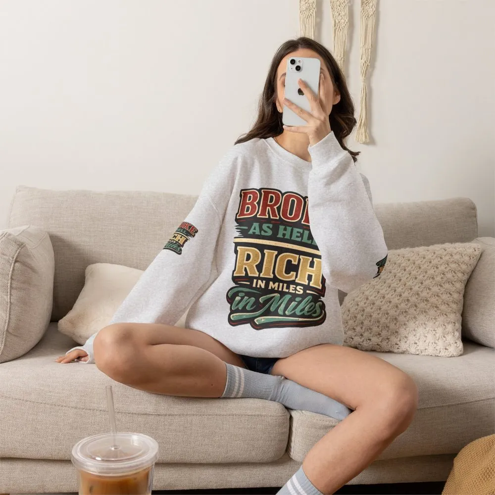 Unisex Heavy Blend™ Crewneck Sweatshirt — "Broke As Hell" Design F**K-Line