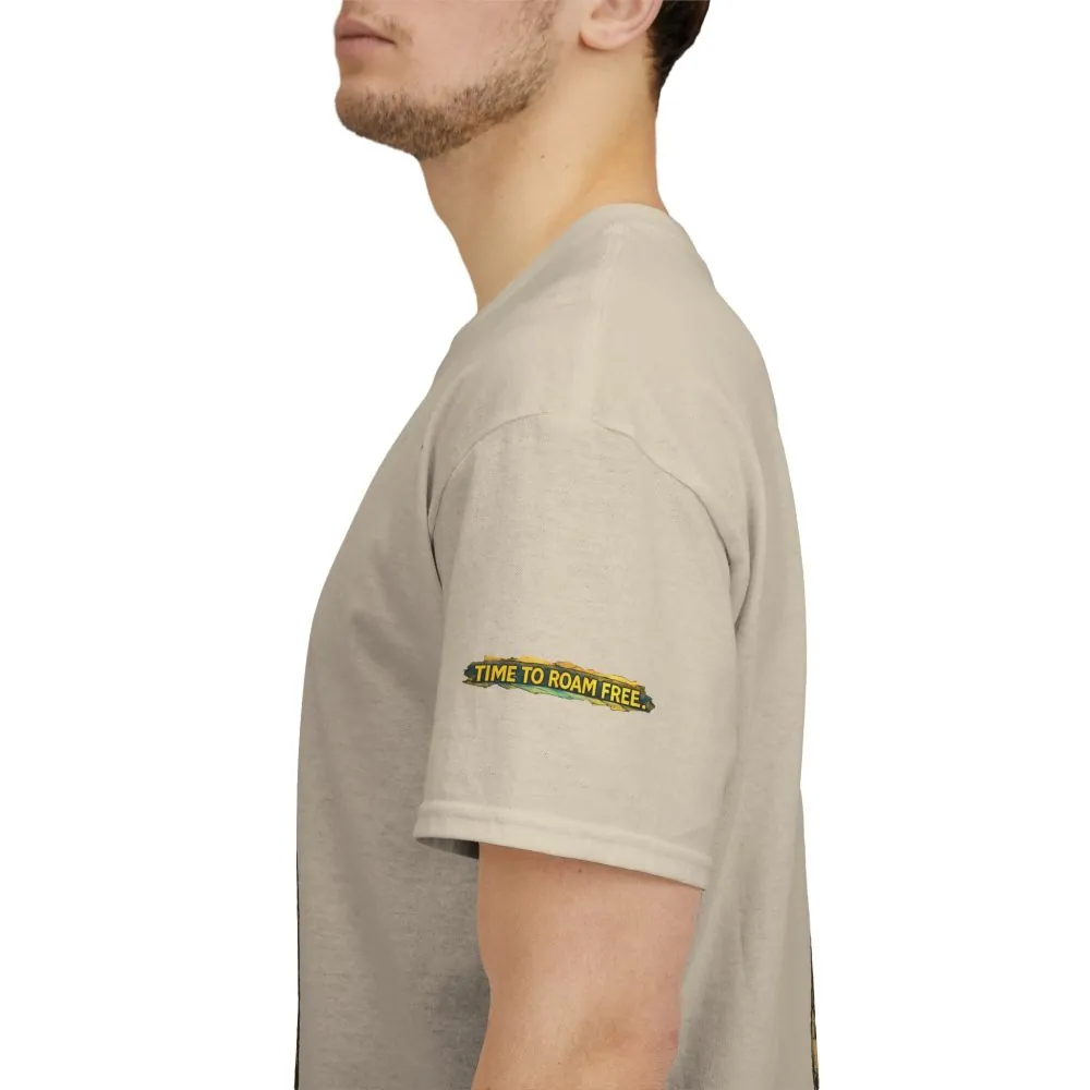 2753350215989751215_2048.jpeg Unisex Heavy Cotton Tee — "Time To Roam Free" Design Cubic-Line