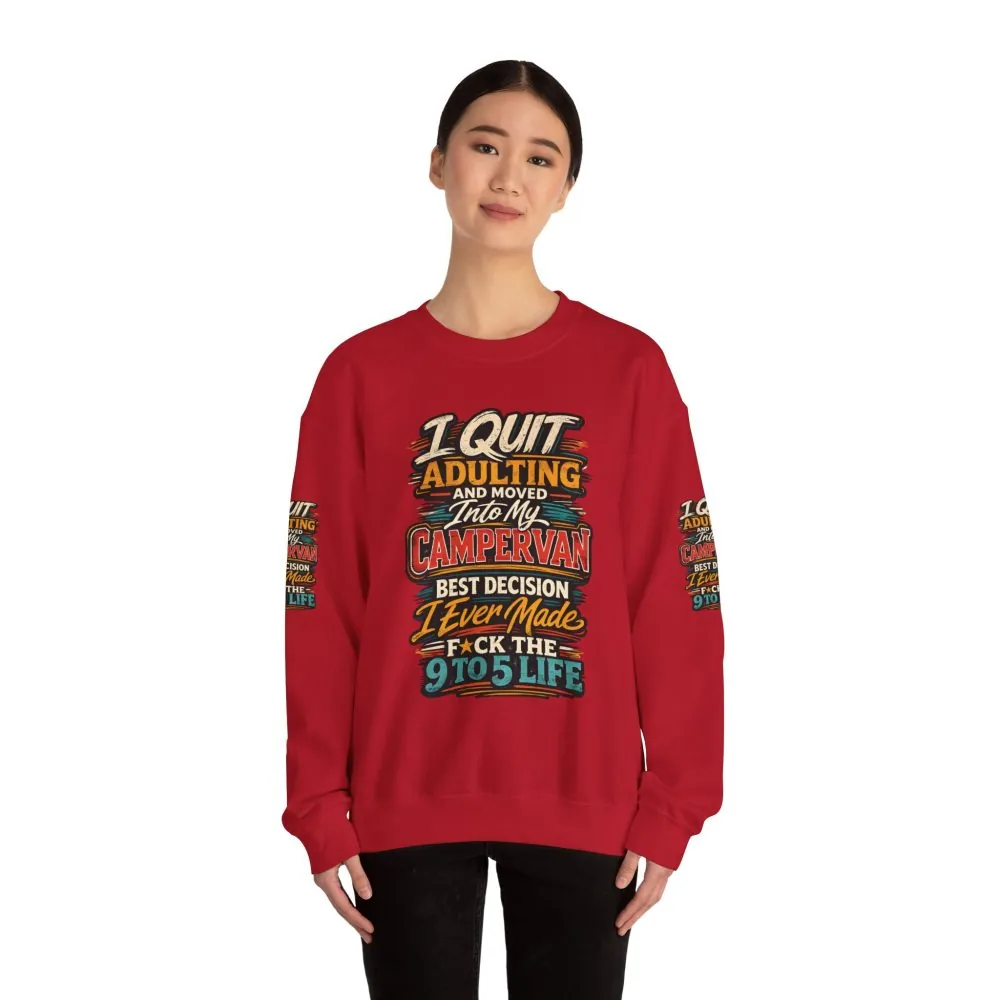 Unisex Heavy Blend™ Crewneck Sweatshirt — "I Quit Adulting" Design F**K-Line