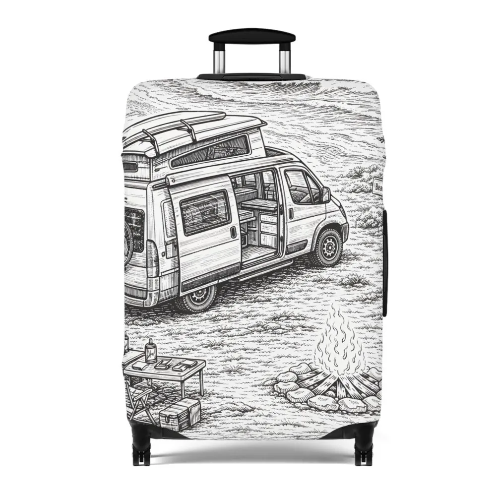 2761874242442389457_2048.jpeg Luggage Cover — Adventure Camper Sketch Travel Suitcase
