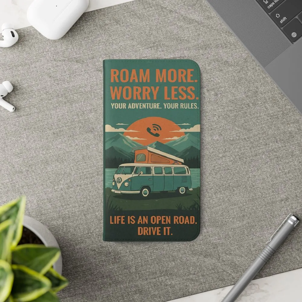 2762869405151518544_2048.jpeg Flip Phone Case — "Roam More Worry Less - Life Is An Open Road" Phone Wallet