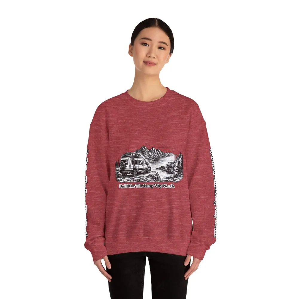 Unisex Heavy Blend™ Crewneck Sweatshirt — "Built For The Long Way North" Design Minimal-Line