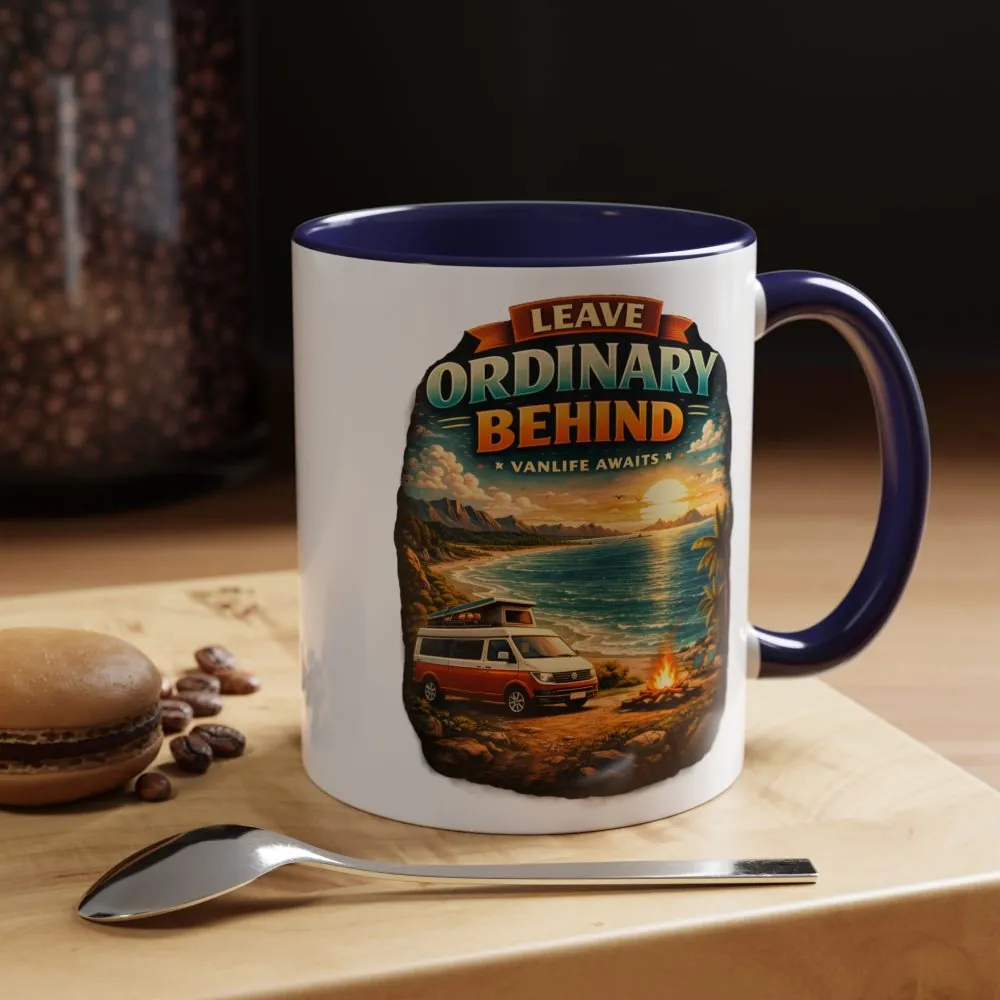 Accent Coffee Mug (11, 15oz) — "Leave Ordinary Behind" Design Scenic-Line