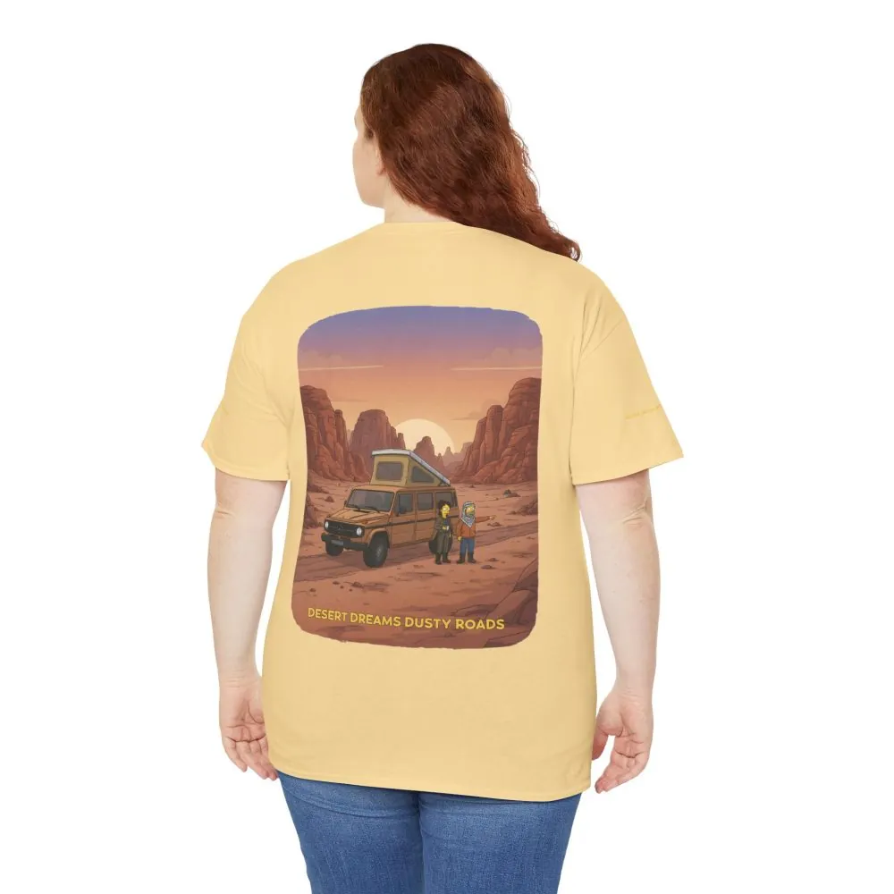 Unisex Heavy Cotton Tee — "Desert Dreams Dusty Roads" Design Sitcom-Line