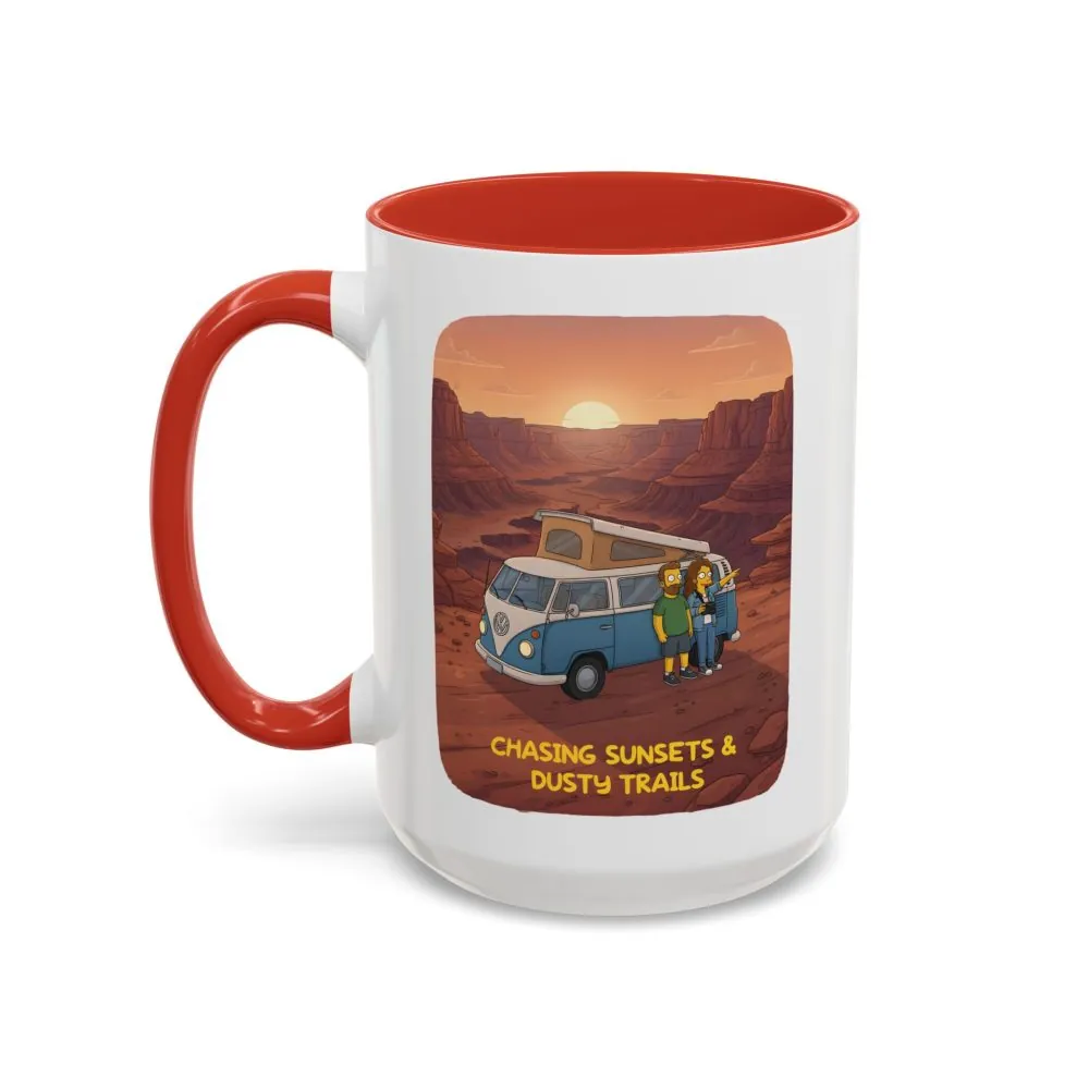 2790754335787982735_2048.jpeg Accent Coffee Mug (11, 15oz) — "Chasing Sunsets And Dusty Trails" Design Sitcom-Line