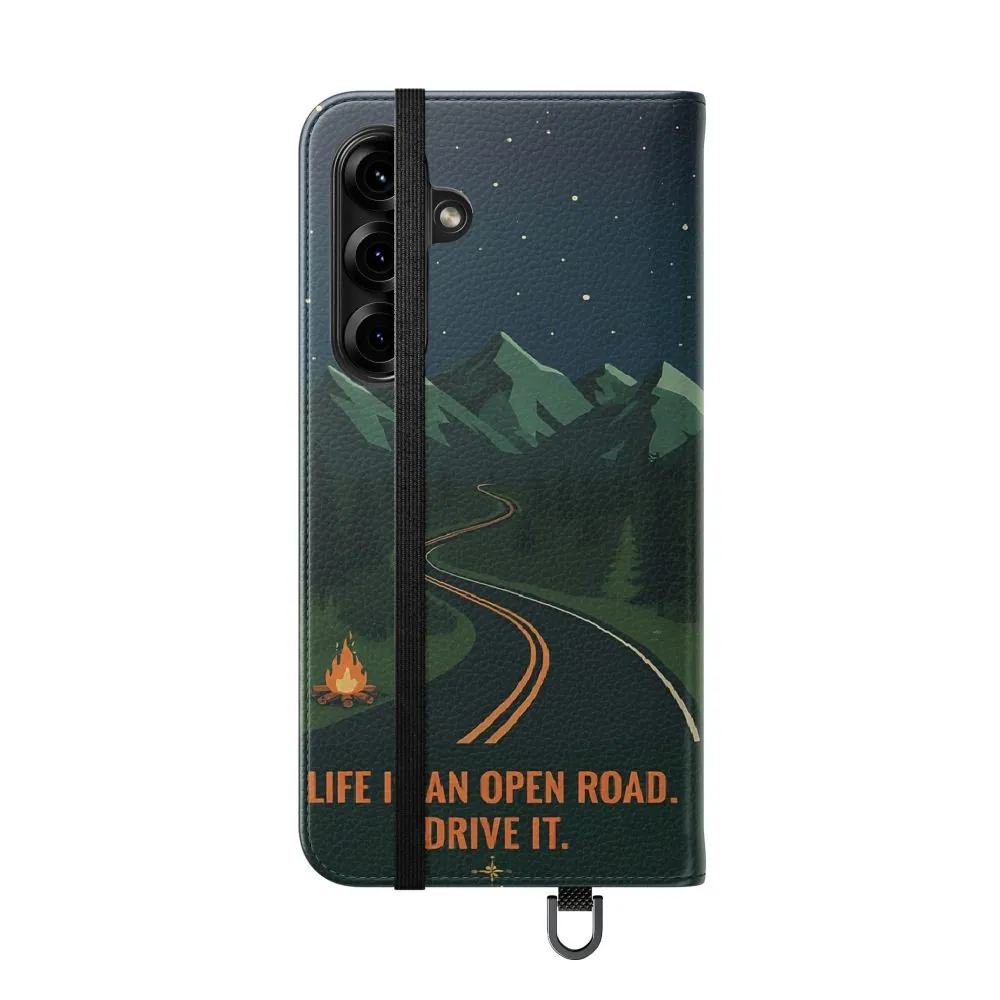2791393403476719119_2048.jpeg Flip Phone Case — "Roam More Worry Less - Life Is An Open Road" Phone Wallet