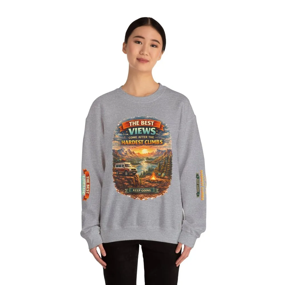 Unisex Heavy Blend™ Crewneck Sweatshirt — "The Best Views" Design Scenic-Line