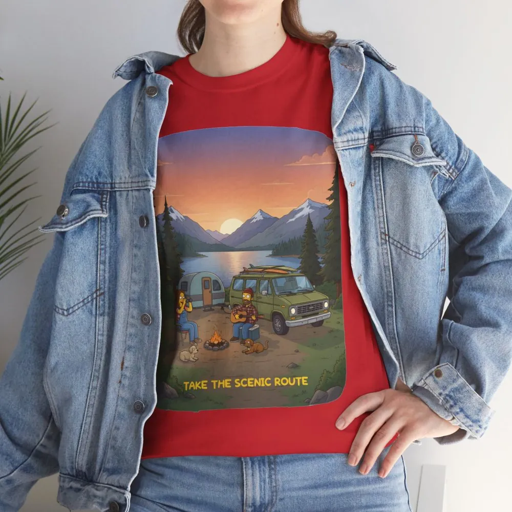 Unisex Heavy Cotton Tee — "Take The Scenic Route" Design Sitcom-Line