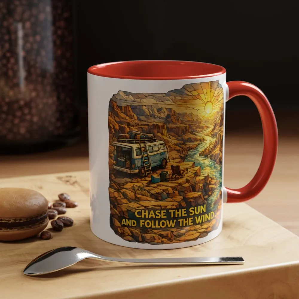 2814646346281051754_2048.jpeg Accent Coffee Mug (11, 15oz) — "Chase The Sun And Follow The Wind" Design Cubic-Line