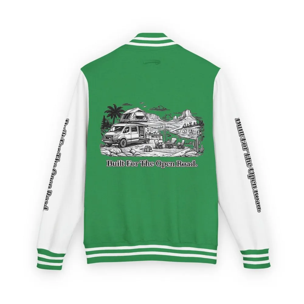 2822293795593071245_2048.jpeg Unisex Heavyweight Letterman Jacket — "Built For The Open Road" Travel Varsity Coat