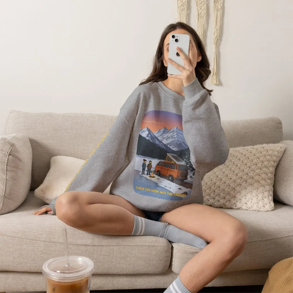 Unisex Heavy Blend™ Crewneck Sweatshirt — "Chase The Views-Not The Crowds"" Design Sitcom-Line