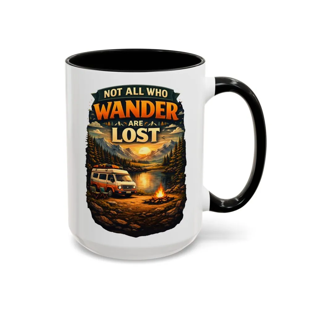 Accent Coffee Mug (11, 15oz) — "Not All Who Wander Are Lost" Design Scenic-Line