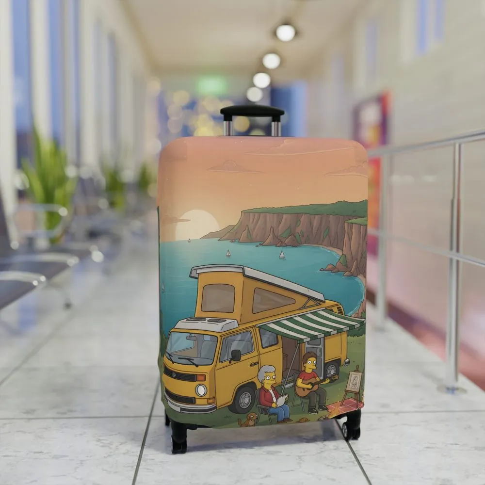 Luggage Cover — Adventure Camper Sketch Travel Suitcase(Design Sitcom-Line)