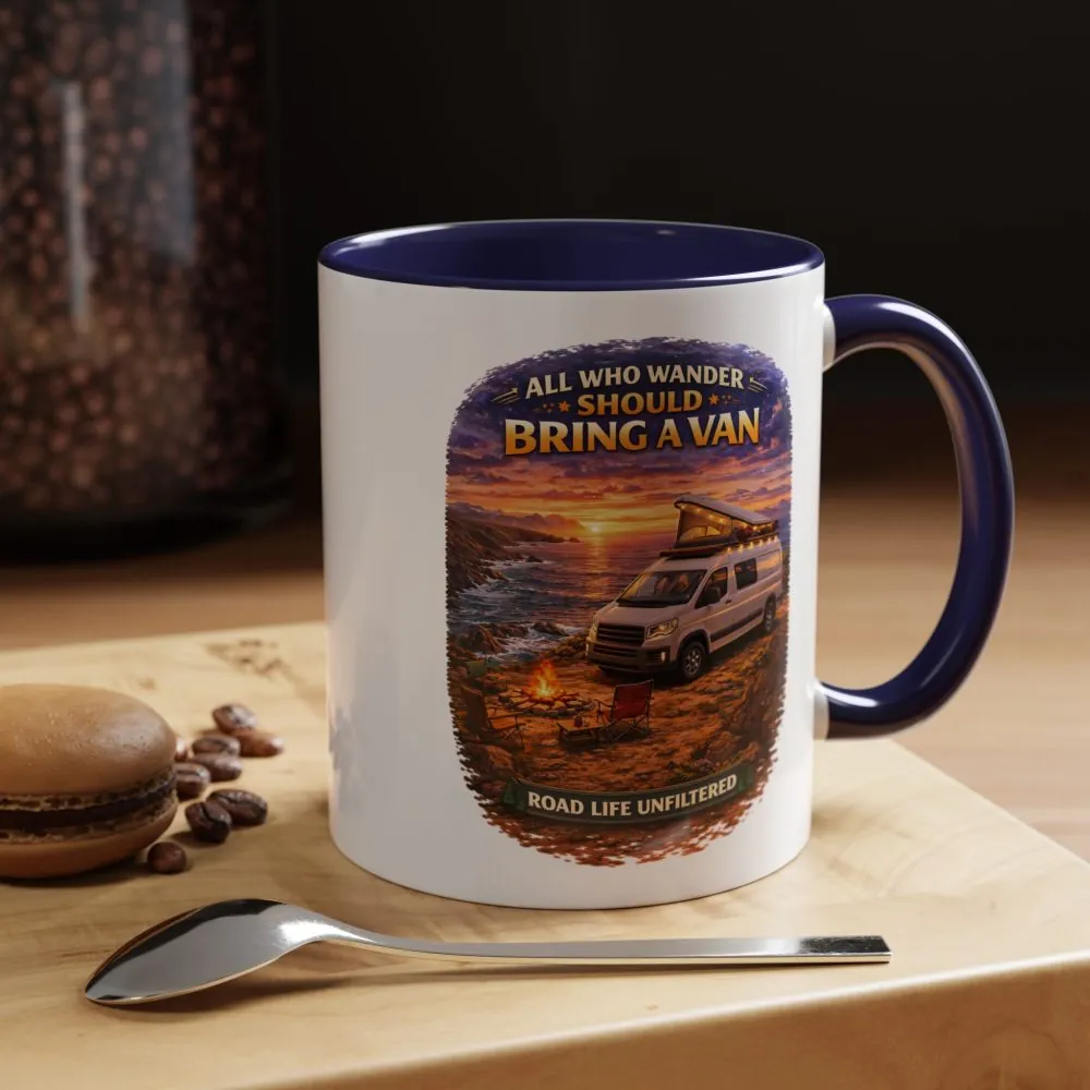 2852771528587320209_2048.jpeg Accent Coffee Mug (11, 15oz) — "All Who wander Should Bring A Van" Design Scenic-Line