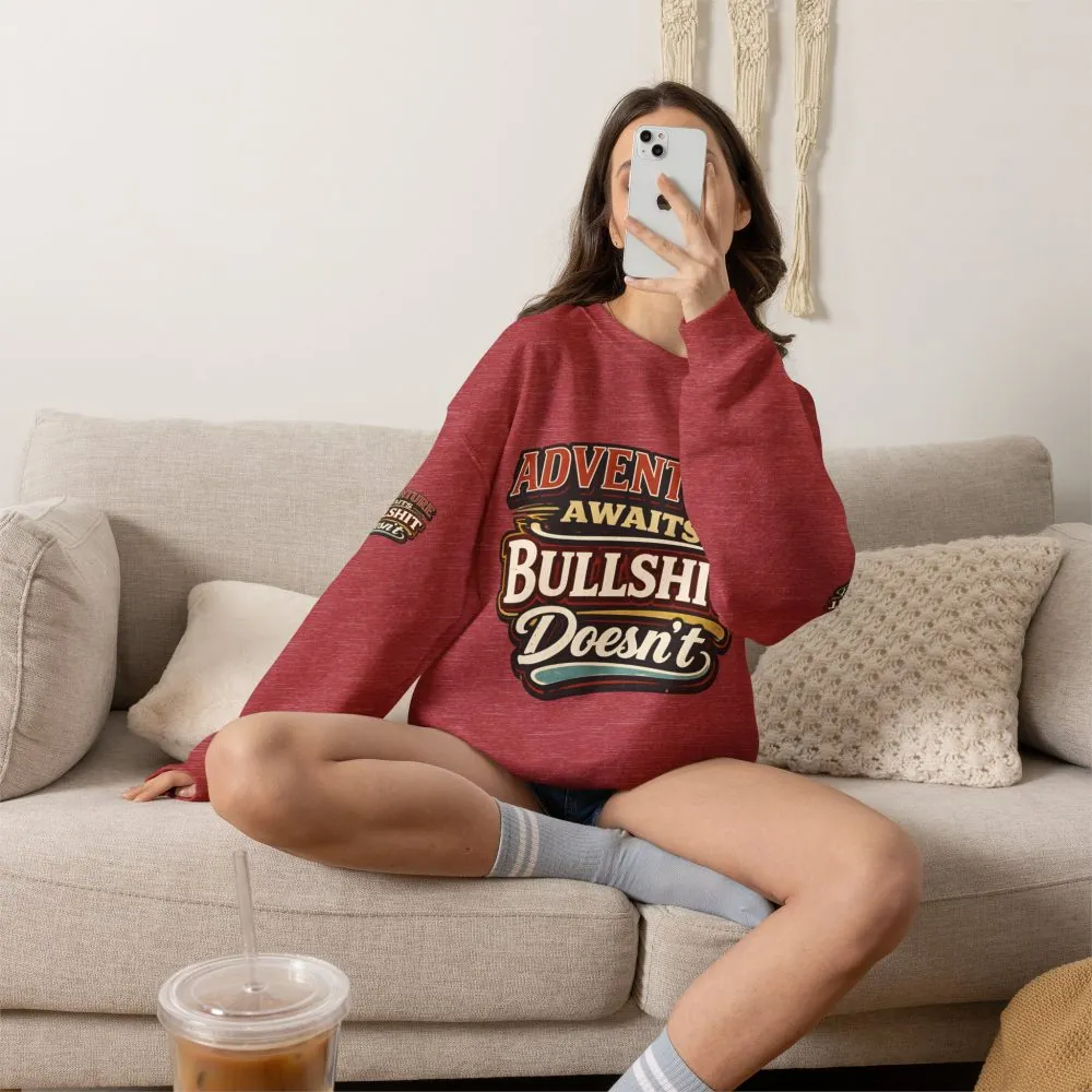 Unisex Heavy Blend™ Crewneck Sweatshirt — "Adventure Awaits" Design F**K-Line