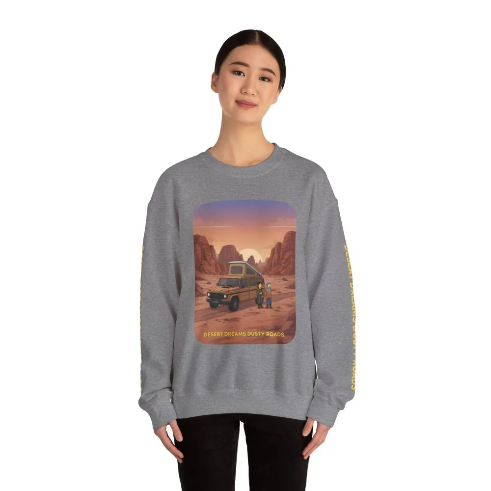 Unisex Heavy Blend™ Crewneck Sweatshirt — "Desert Dreams Dusty Roads" Design Sitcom-Line