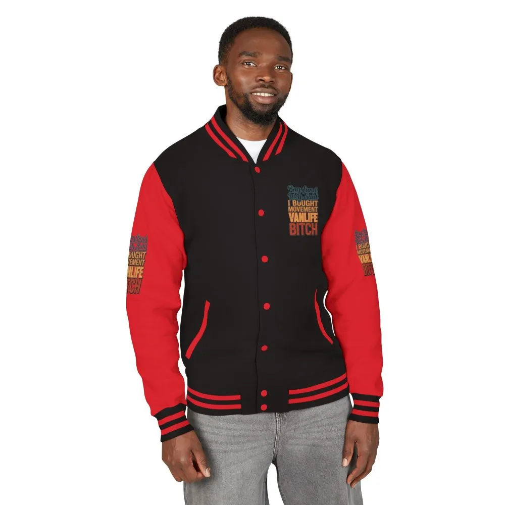 2884004658415274626_2048.jpeg Unisex Heavyweight Letterman Jacket — "Buy Land They Said" Design F**K-Line