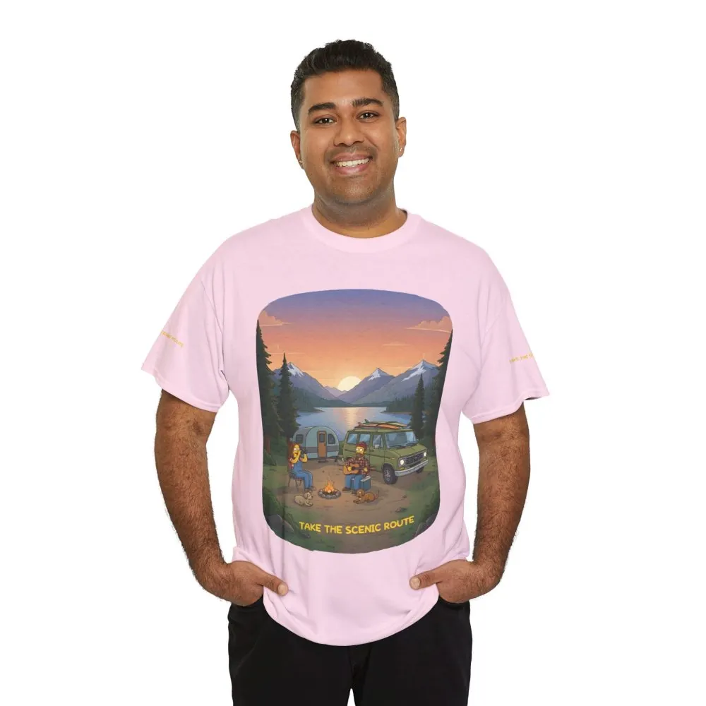 Unisex Heavy Cotton Tee — "Take The Scenic Route" Design Sitcom-Line