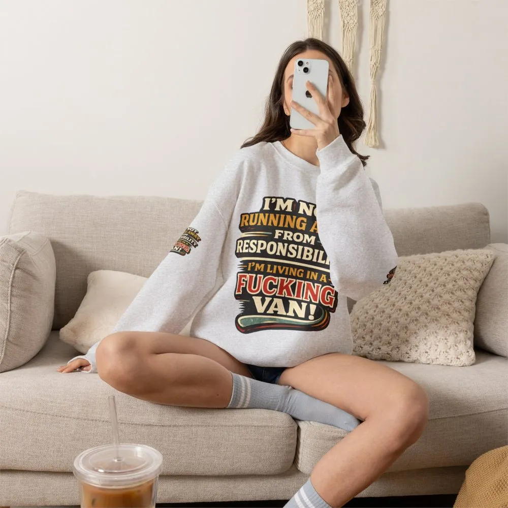 Unisex Heavy Blend™ Crewneck Sweatshirt — "I`m Not running Away" Design F**K-Line