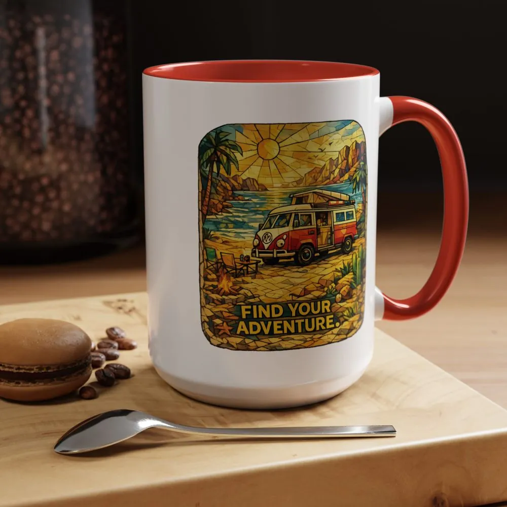 2891754056679807149_2048.jpeg Accent Coffee Mug (11, 15oz) — ""Find Your Adventure"" Design Cubic-Line