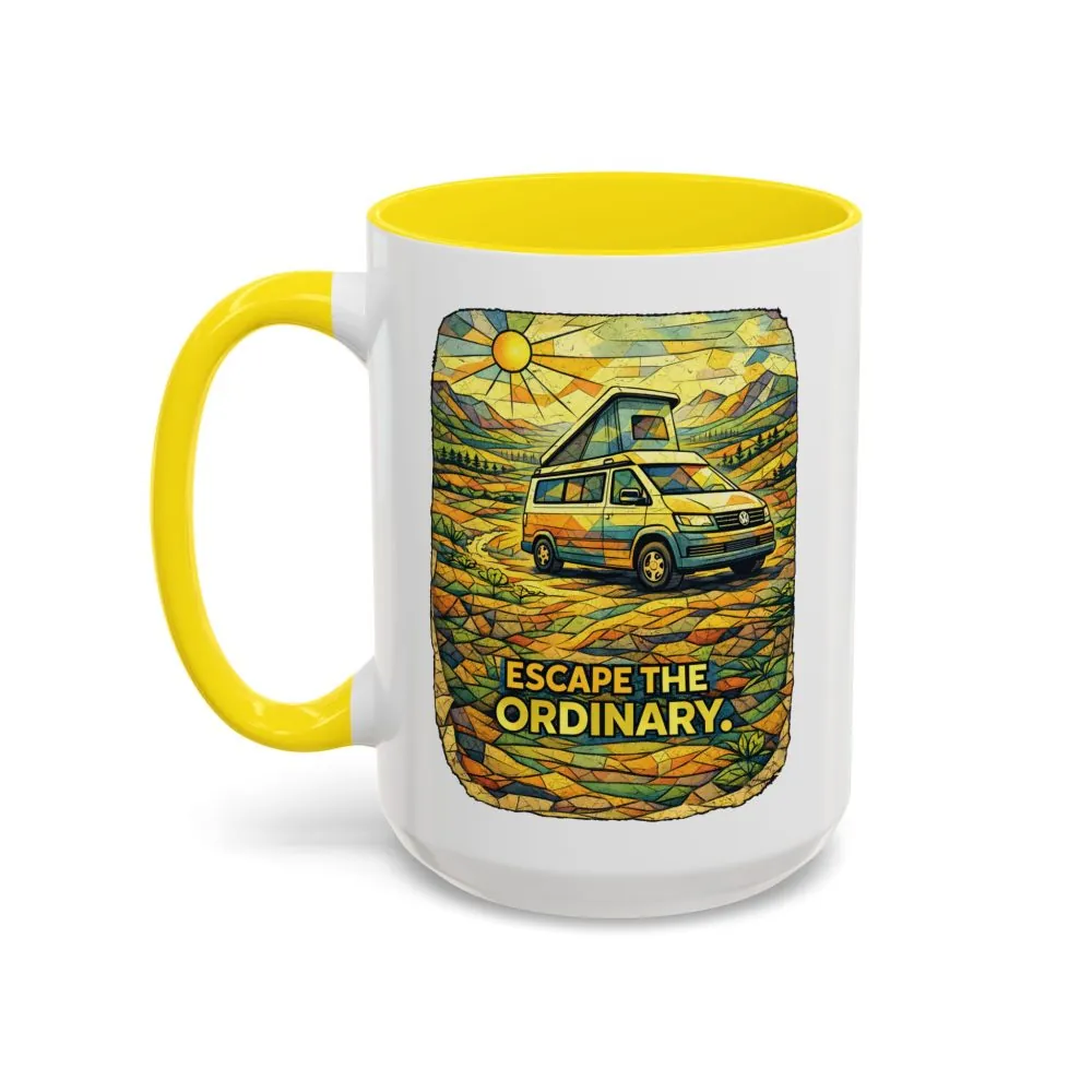 Accent Coffee Mug (11, 15oz) — "Escape The Ordinary" Design Cubic-Line