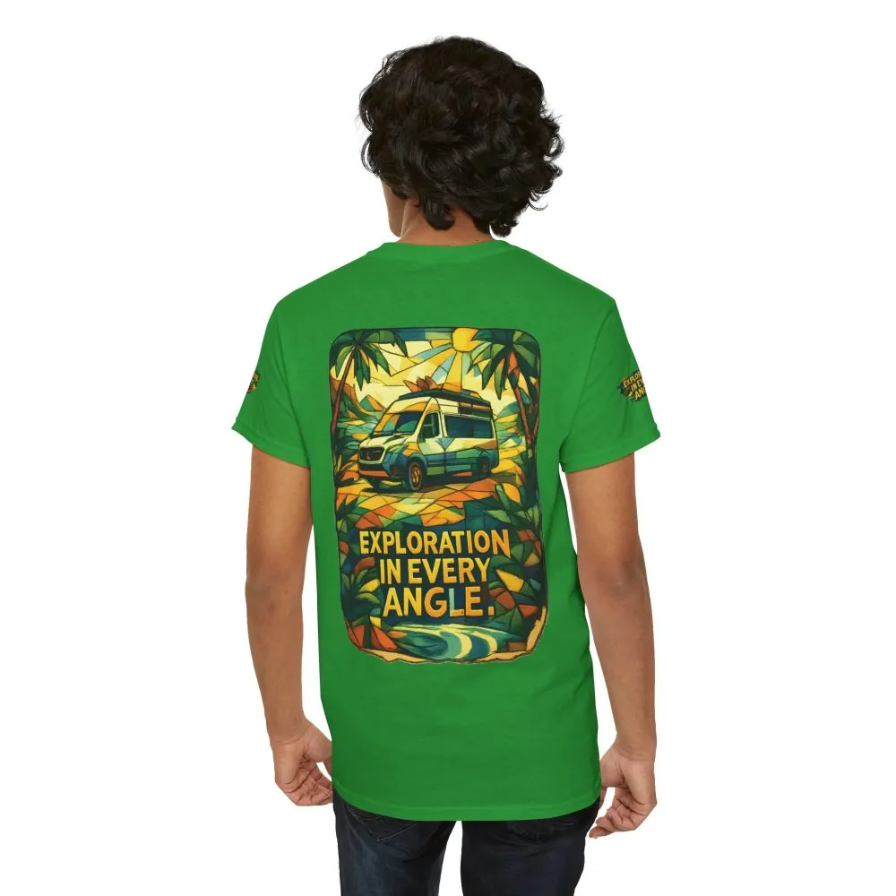 Unisex Heavy Cotton Tee — "Exploration In Every Angle" Design Cubic-Line