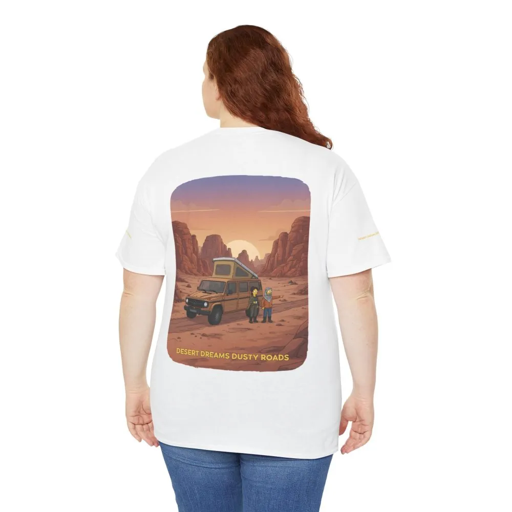 Unisex Heavy Cotton Tee — "Desert Dreams Dusty Roads" Design Sitcom-Line