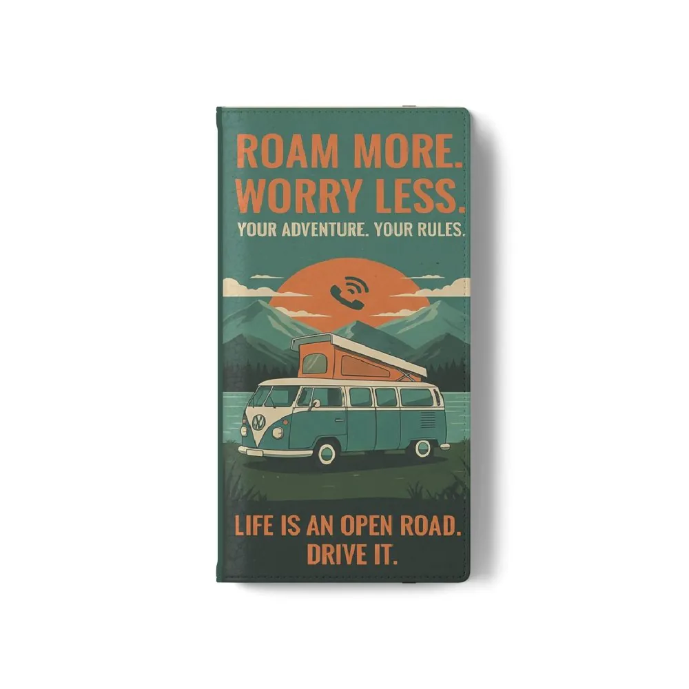 2927187506391361626_2048.jpeg Flip Phone Case — "Roam More Worry Less - Life Is An Open Road" Phone Wallet