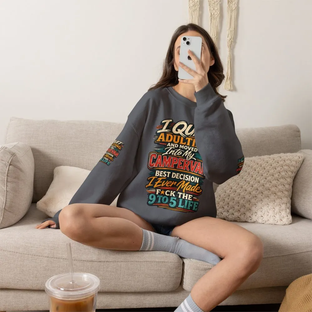 Unisex Heavy Blend™ Crewneck Sweatshirt — "I Quit Adulting" Design F**K-Line
