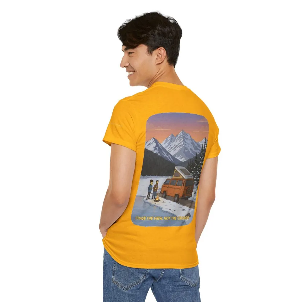 Unisex Heavy Cotton Tee — "Chase The Views-Not The Crowds" Design Sitcom-Line