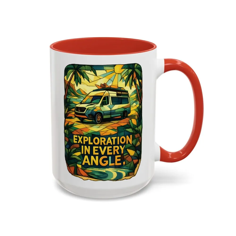 Accent Coffee Mug (11, 15oz) — "Exploration In Every Angle" Design Cubic-Line