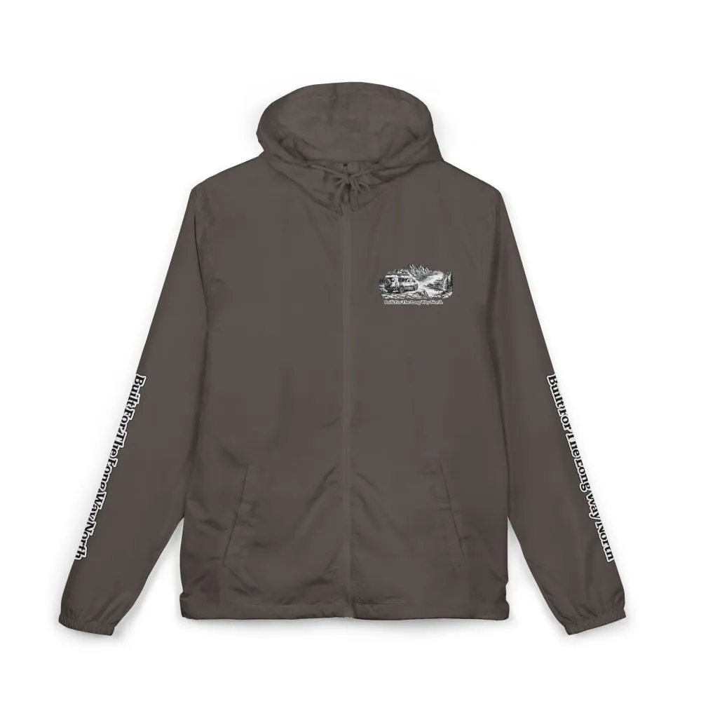 Unisex Full-Zip Windbreaker Jacket — "Built For The Long Way North" (Design "Minimal-Line")