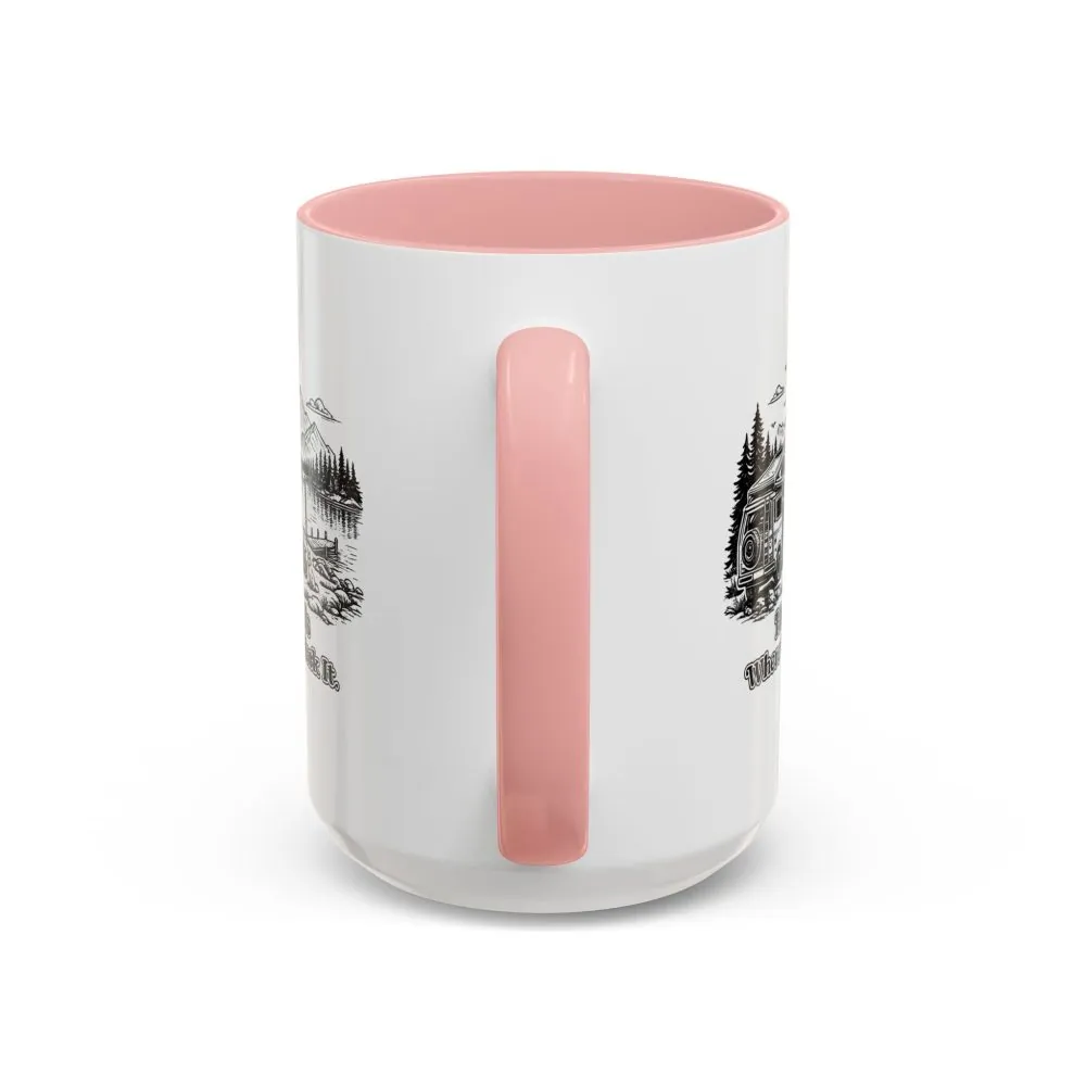 Accent Coffee Mug (11, 15oz) — "Home Is Where You Park It" Design Minimal-Line