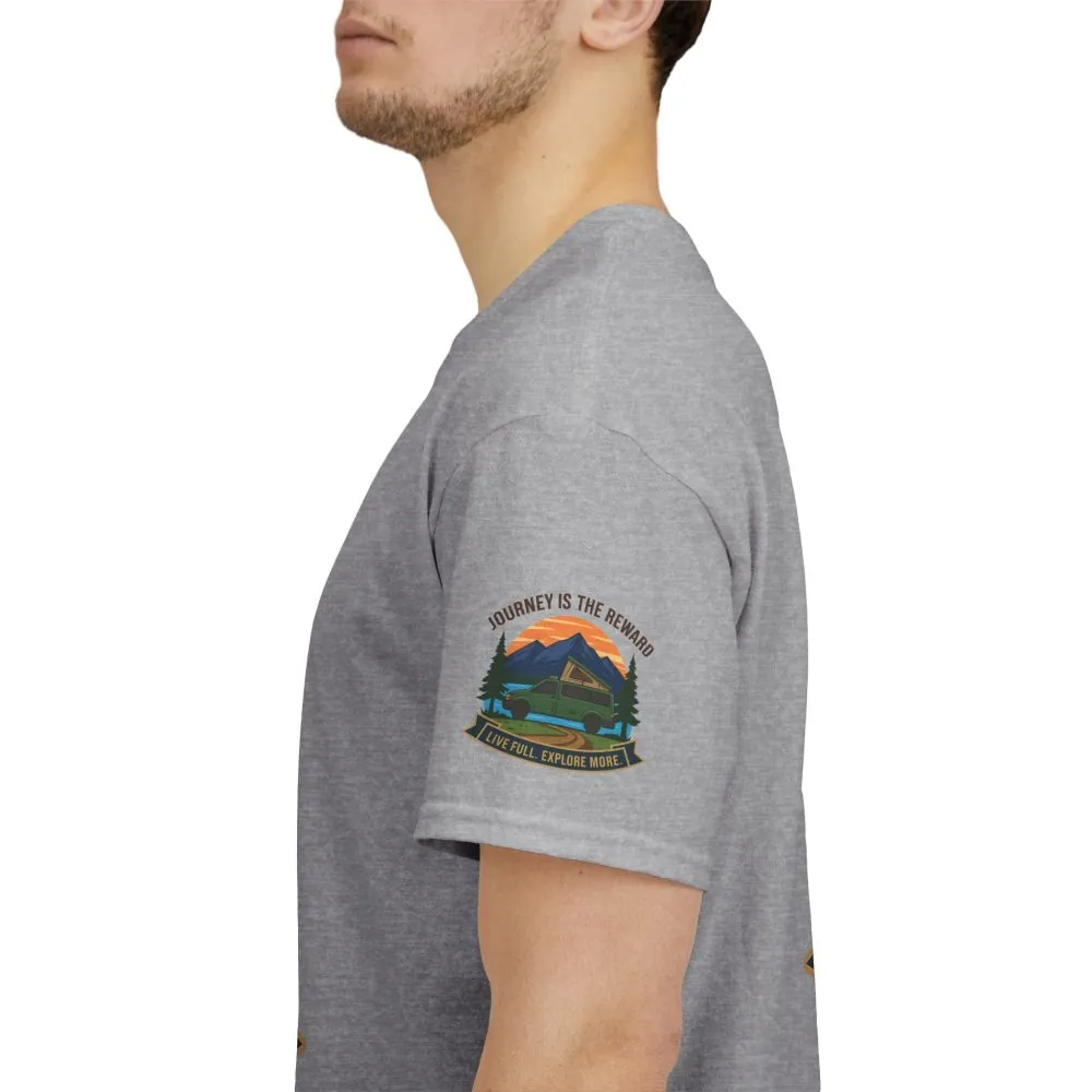 Unisex Heavy Cotton Tee  — "Journey Is The Reward Tee" Adventure Camper Van Graphic T-Shirt