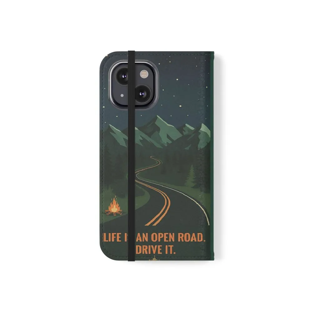 2960778156737428834_2048.jpeg Flip Phone Case — "Roam More Worry Less - Life Is An Open Road" Phone Wallet