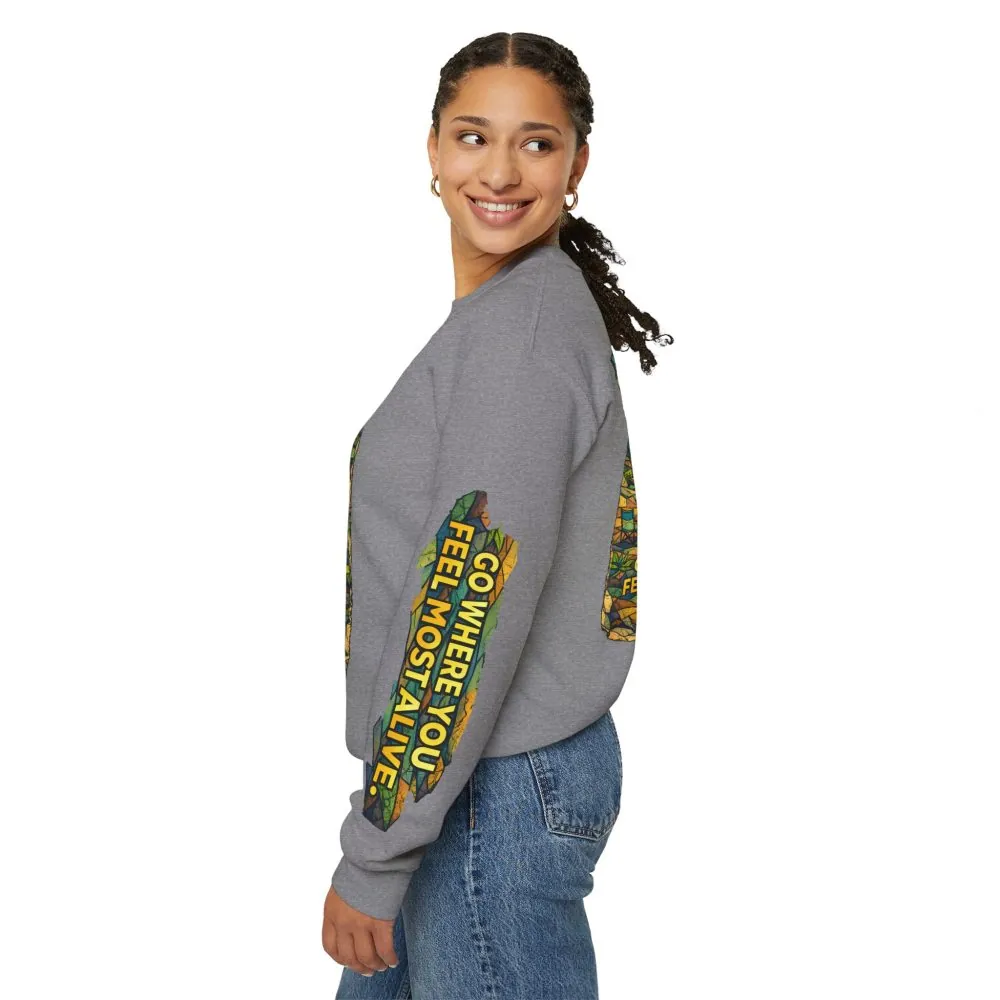2974913893561906763_2048.jpeg Unisex Heavy Blend™ Crewneck Sweatshirt — "Go Where You Feel Most Alive" Design Cubic-Line