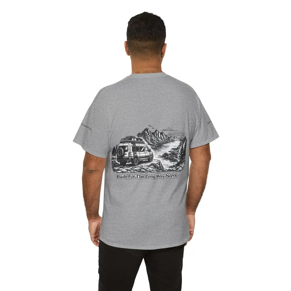 Unisex Heavy Cotton Tee — "Built For The Long Way North" Design Minimal-Line