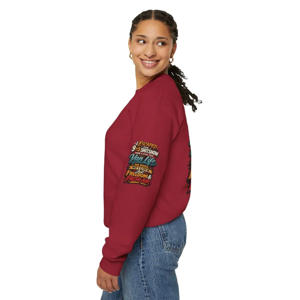 Unisex Heavy Blend™ Crewneck Sweatshirt — "I Escaped The 9 To 5" Design F**K-Line
