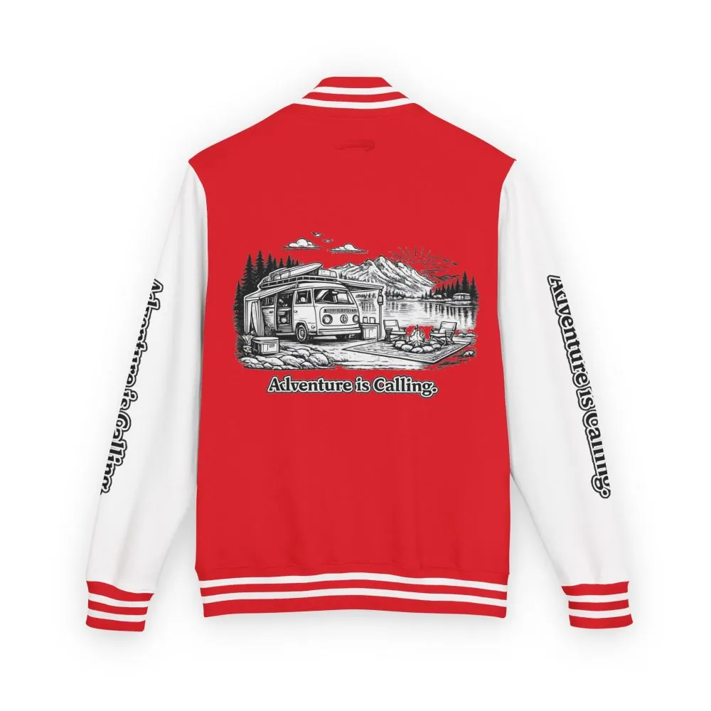 Unisex Heavyweight Letterman Jacket — "Adventure Is Calling" Travel Varsity Coat